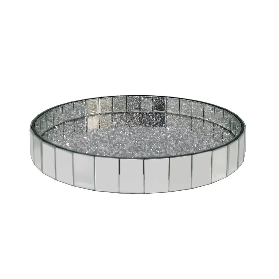 JM BY JUILEN MACDONALD ENCASED CRYSTAL & MIRROR FINISH TRAY