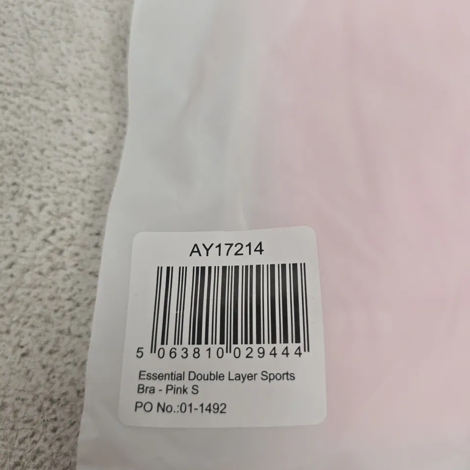 BAGGED AYBL ESSENTIAL DOUBLE LAYER SPORTS BRA - SIZE SMALL - PINK