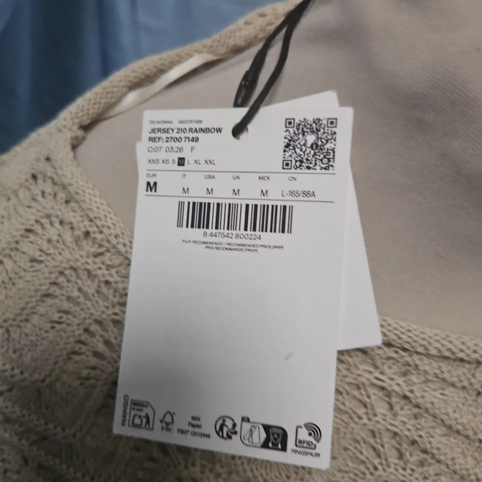 MNG COTTON TEXTURED JUMPER IN NATURAL - EU M