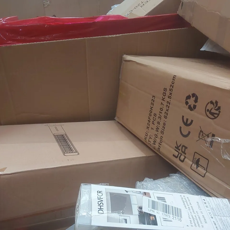PALLET CONTAINING A LARGE QUANTITY OF ASSORTED ITEMS INCLUDING: EVAPORATIVE AIR COOLER, BLINDS, WALKING STICK ECT