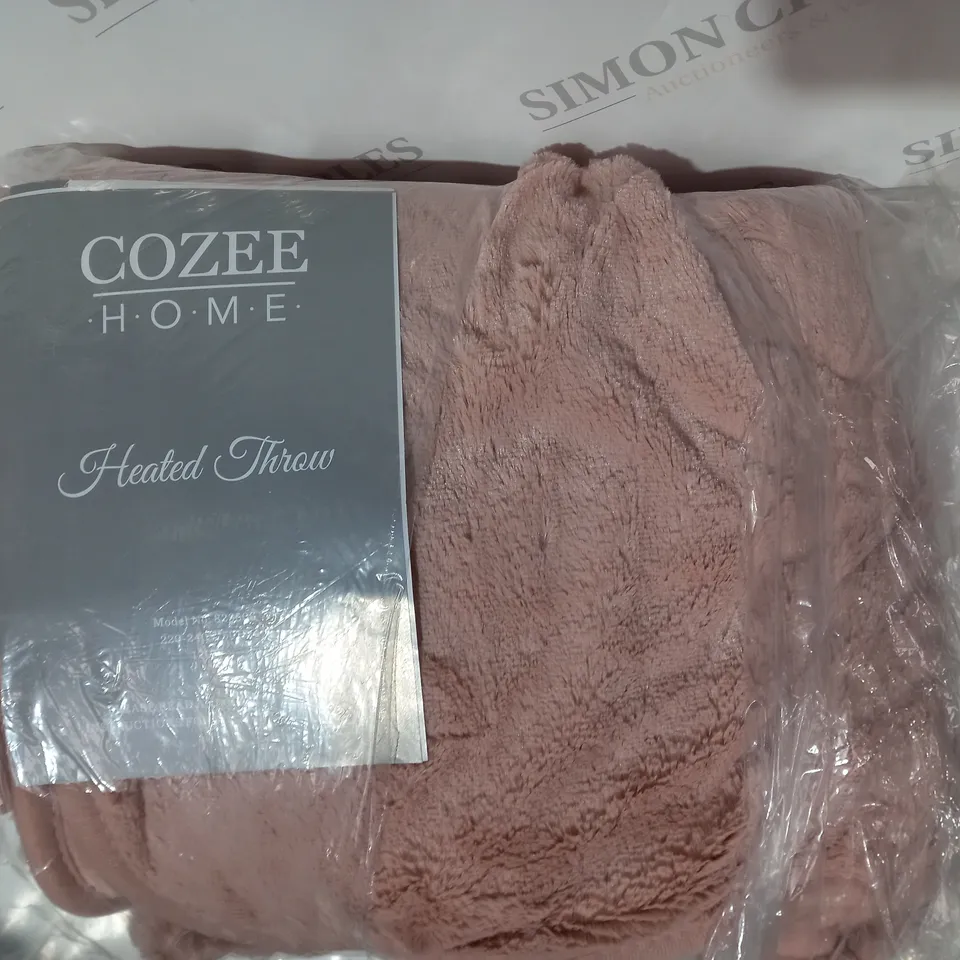 COZEE HOME VELVET SOFT HEATED BLANKET IN PINK