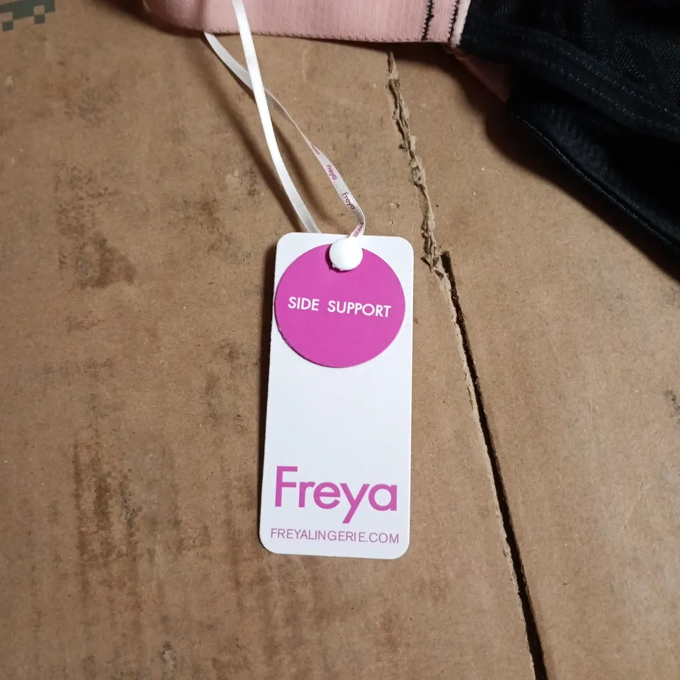 FREYA SIDE SUPPORT BLACK/PINK BRA UK 40GG TAGGED