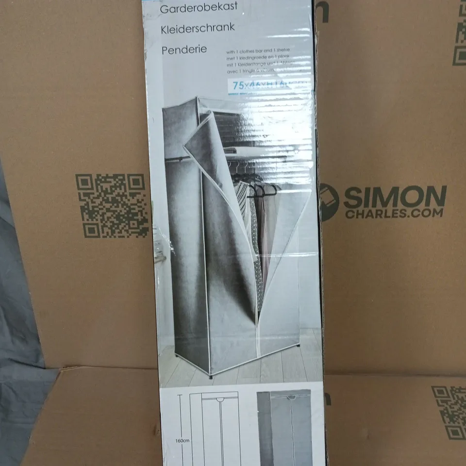 STORAGE SOLUTIONS WARDROBE – FABRIC FREESTANDING WARDROBE, BOXED; 75CM W X 46CM D X 160CM H