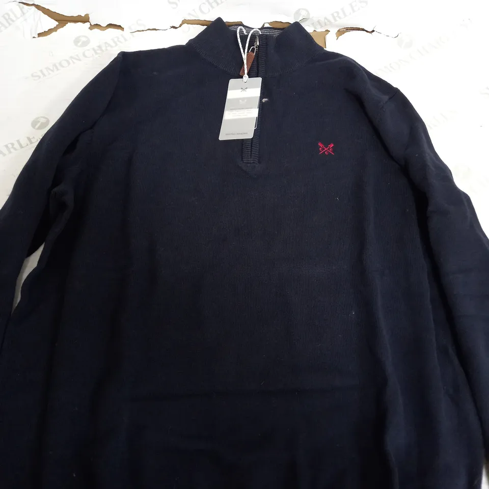 CREW CLOTHING COMPANY NAVY QUARTER ZIP - XL