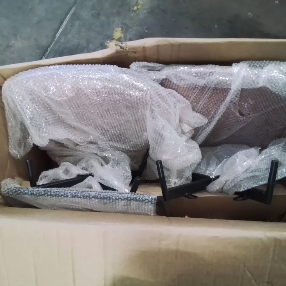 BOXED BOXED PAIR OF FAUX LEATHER UPHOLSTERED SIDE CHAIRS/STOOLS (BROWN)