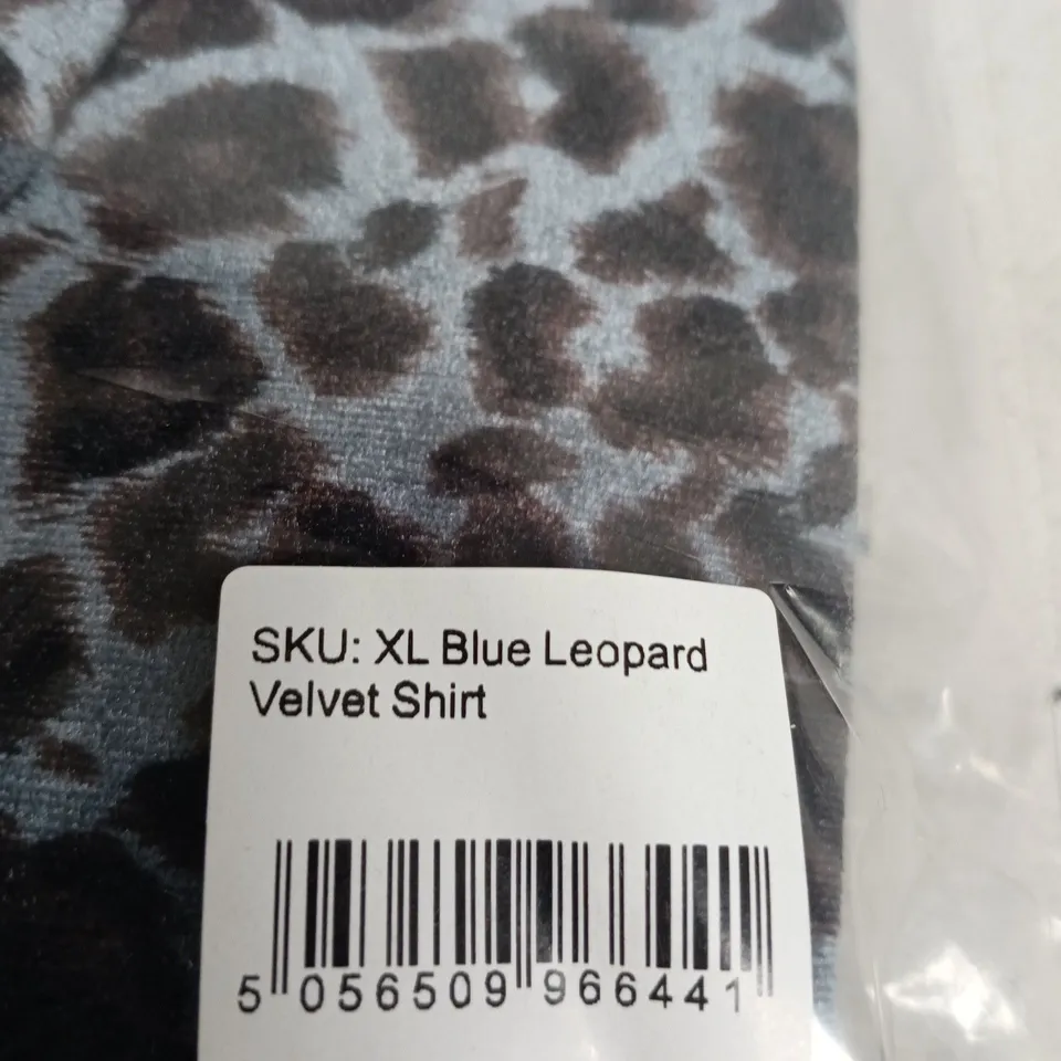 PHNX XL BLUE LEOPARD VELVET SHIRT