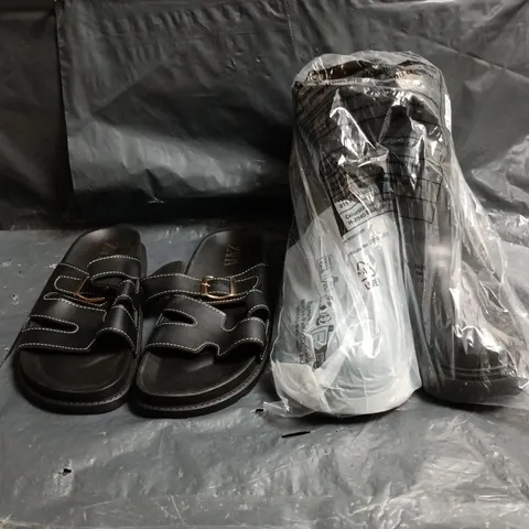 BOX OF APPROXIMATELY 10 ASSORTED PAIRS OF SHOES AND FOOTWEAR ITEMS IN VARIOUS COLOURS, STYLES, AND SIZES - COLLECTION ONLY