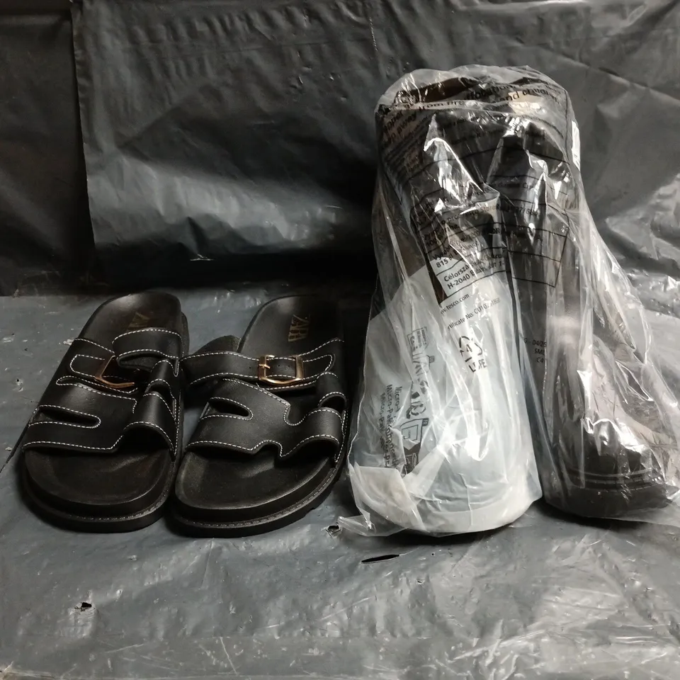 BOX OF APPROXIMATELY 10 ASSORTED PAIRS OF SHOES AND FOOTWEAR ITEMS IN VARIOUS COLOURS, STYLES, AND SIZES - COLLECTION ONLY