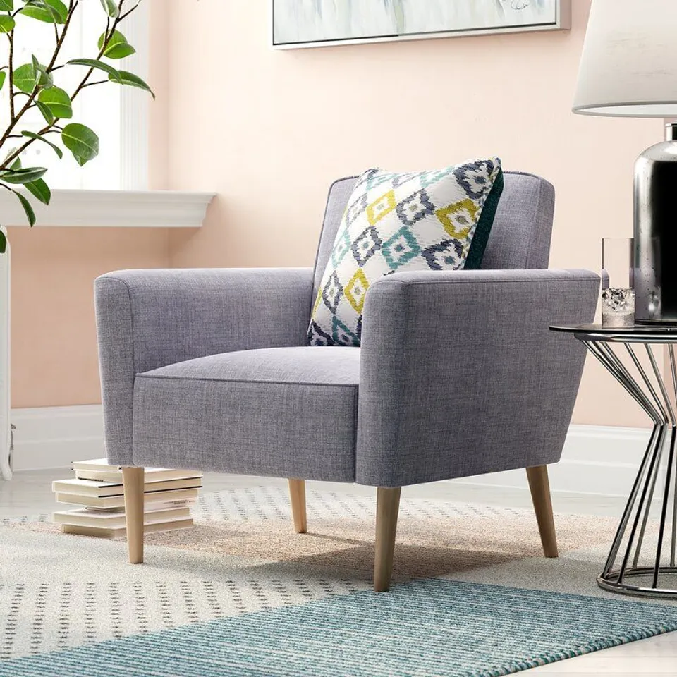 BOXED FRAN UPHOLSTERED GREY ARMCHAIR