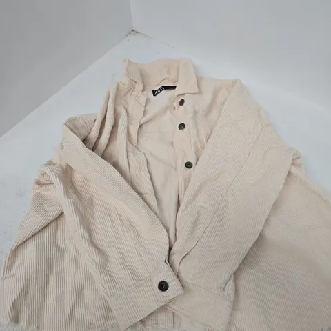 ZARA BEIGE CORDUROY JACKET - UK 12 (EU L) - WOMEN'S