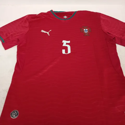 PORTUGAL NATIONAL TEAM FOOTBALL SHIRT – RED, PUMA, NO. 5 - LARGE