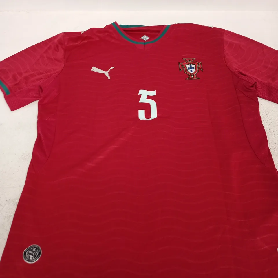 PORTUGAL NATIONAL TEAM FOOTBALL SHIRT – RED, PUMA, NO. 5 - LARGE