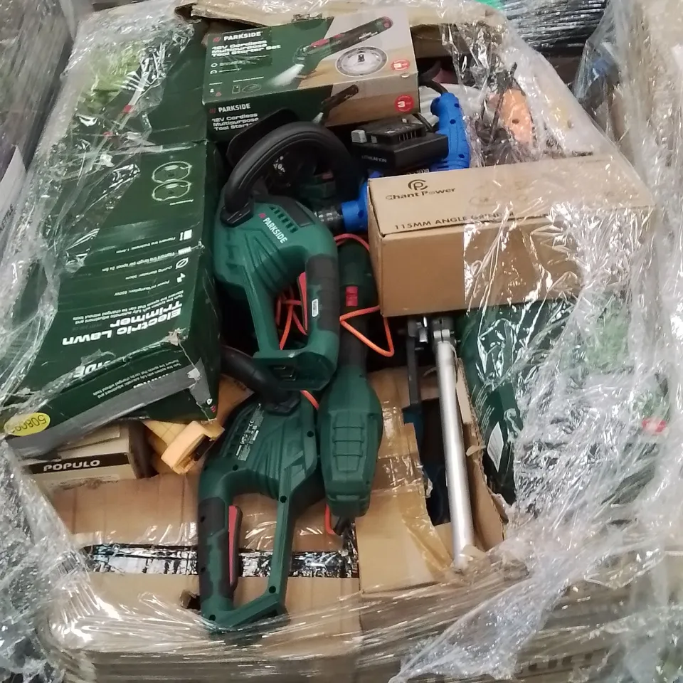 PALLET TO CONTAIN A LARGE QUANTITY OF POWER TOOLS TO INCLUDE;PARKSIDE 12V CORDLESS MULTIPURPOSE TOOL STARTER KIT,PARKSIDE 20V IMPACT WRENCH,CUT OFF TOOL