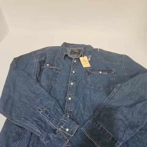 DUKE LONDON DENIM  WESTERN SHIRT – BLUE STONEWASH, UK 5XL 