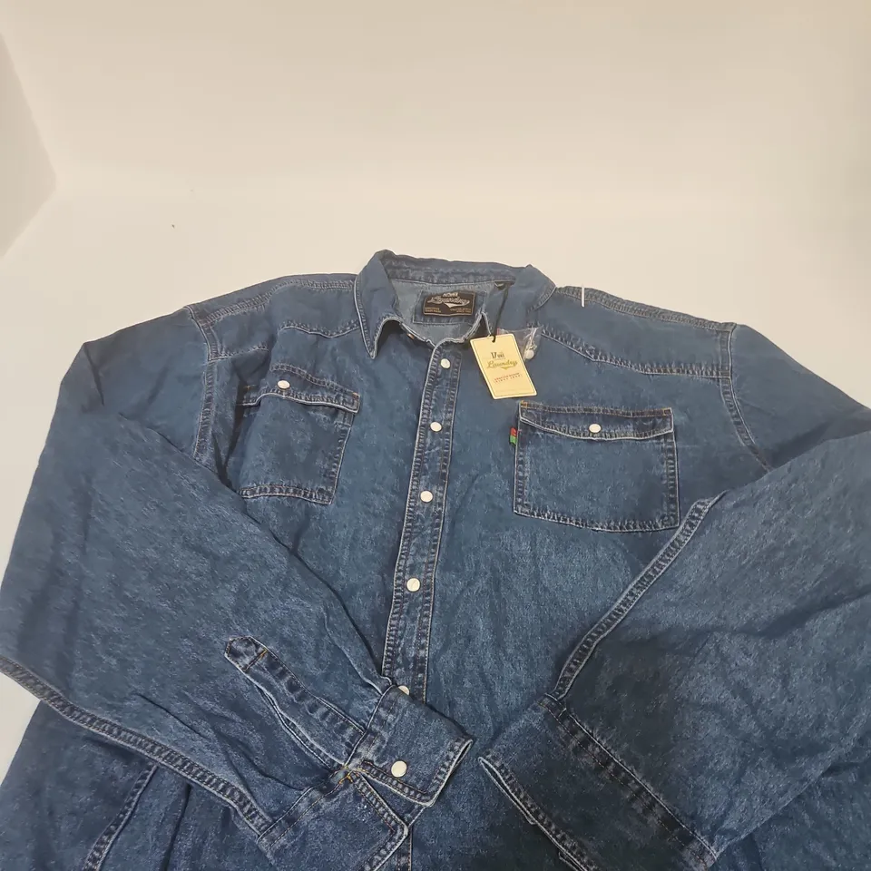 DUKE LONDON DENIM  WESTERN SHIRT – BLUE STONEWASH, UK 5XL 