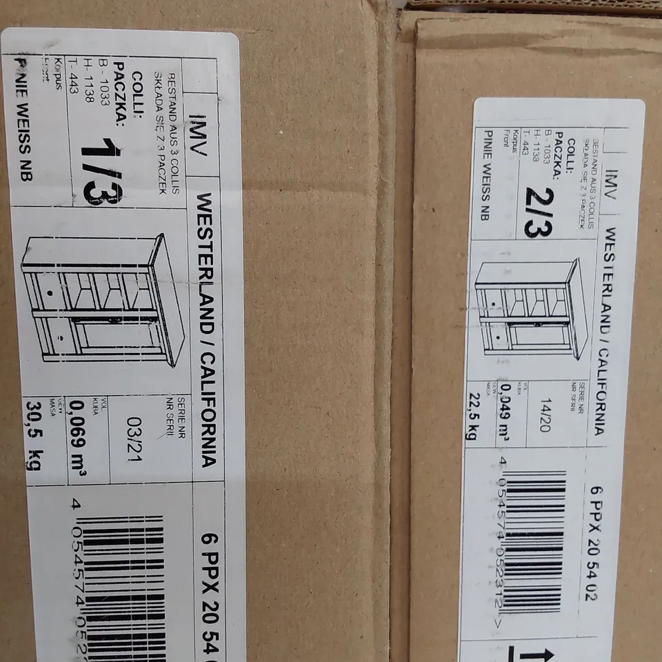 BOXES 1 & 3 WESTERLAND CALIFORNIA FREESTANDING DISPLAY UNIT WHITE/PINE