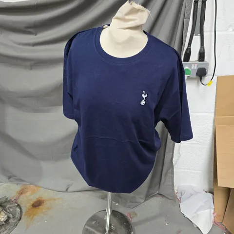 TOTTENHAM HOTSPUR CREST T-SHIRT – NAVY COTTON, CREW NECK-SIZE L