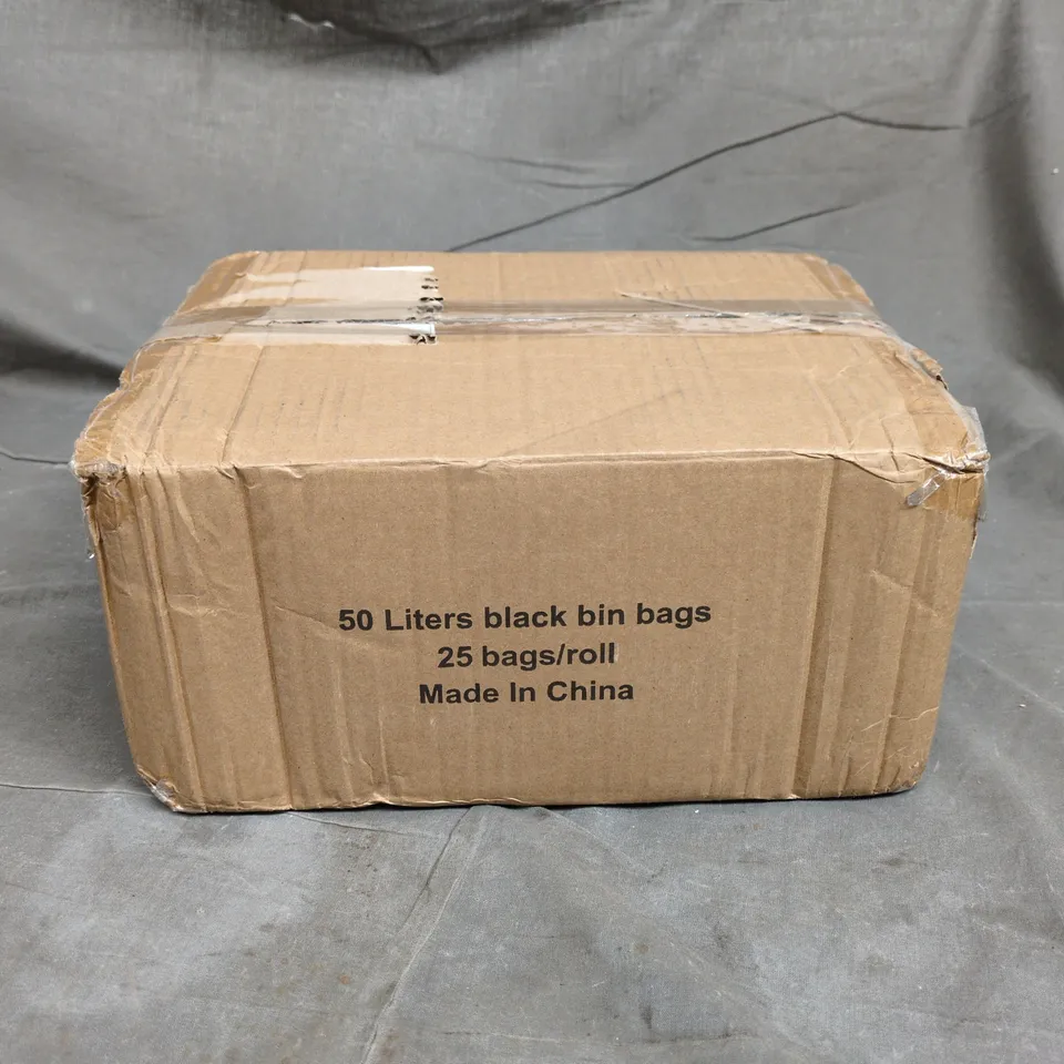BOXED SET OF 20 50L BLACK BIN BAG ROLLS
