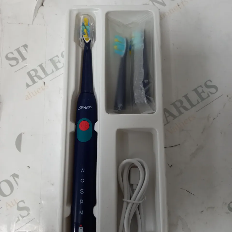 BOXED SEAGO KIDS RECHARGEABLE ELECTRIC TOOTHBRUSH WITH REPLACEMENT HEADS 