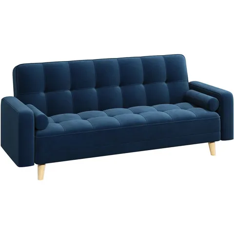 BOXED YAHEETECH 2 SEATER CLIC CLAC SOFA BED - BLUE (1 BOX)