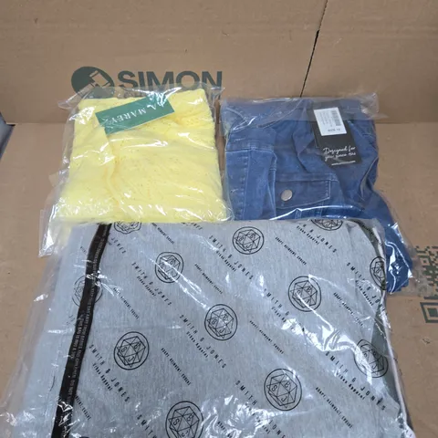 APPROXIMATELY 15 ASSORTED CLOTHING PRODUCTS IN VARIOUS STYLES & SIZES 