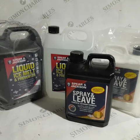 4 ASSORTED SPEAR AND JACKSON PRODUCTS TO INCLUDE LIQUID ICE MELT AND PREVENTION 5 LITRE 