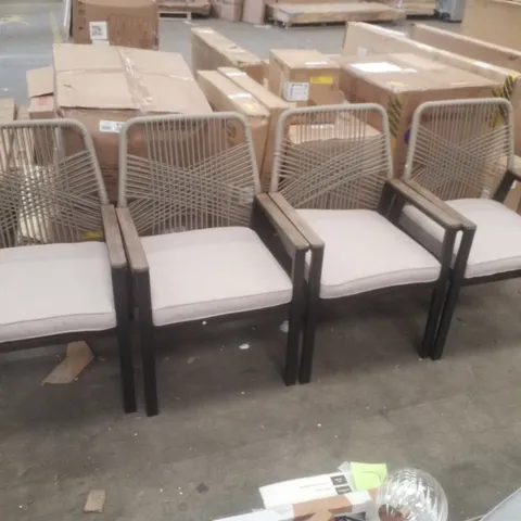 SET OF 4 KERRIE METAL RATTAN PATIO DINING CHAIRS WITH CUSHIONS