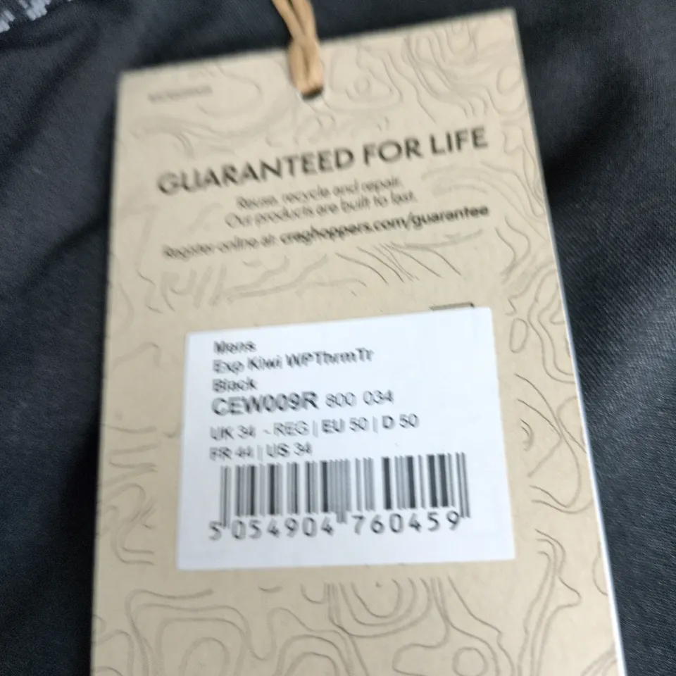 CRAGHOPPERS EXPERT MENS BLACK HIKING TROUSERS – UK 34 (EU 50)