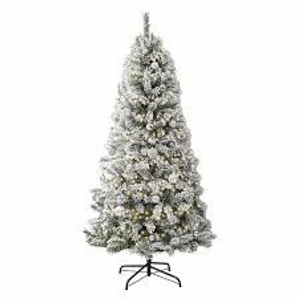 BOXED 7FT NEO HALF FLOCKED SNOW SCANDINAVIAN TIPS SPRUCE FIR ARTIFICIAL CHRISTMAS TREE