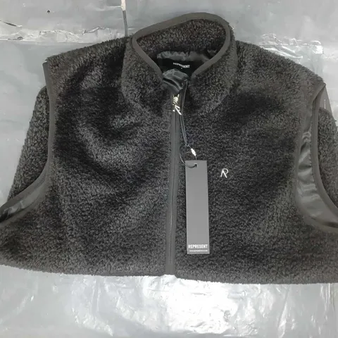 REPRESENT FLEECE GILET IN BLACK SIZE SMALL