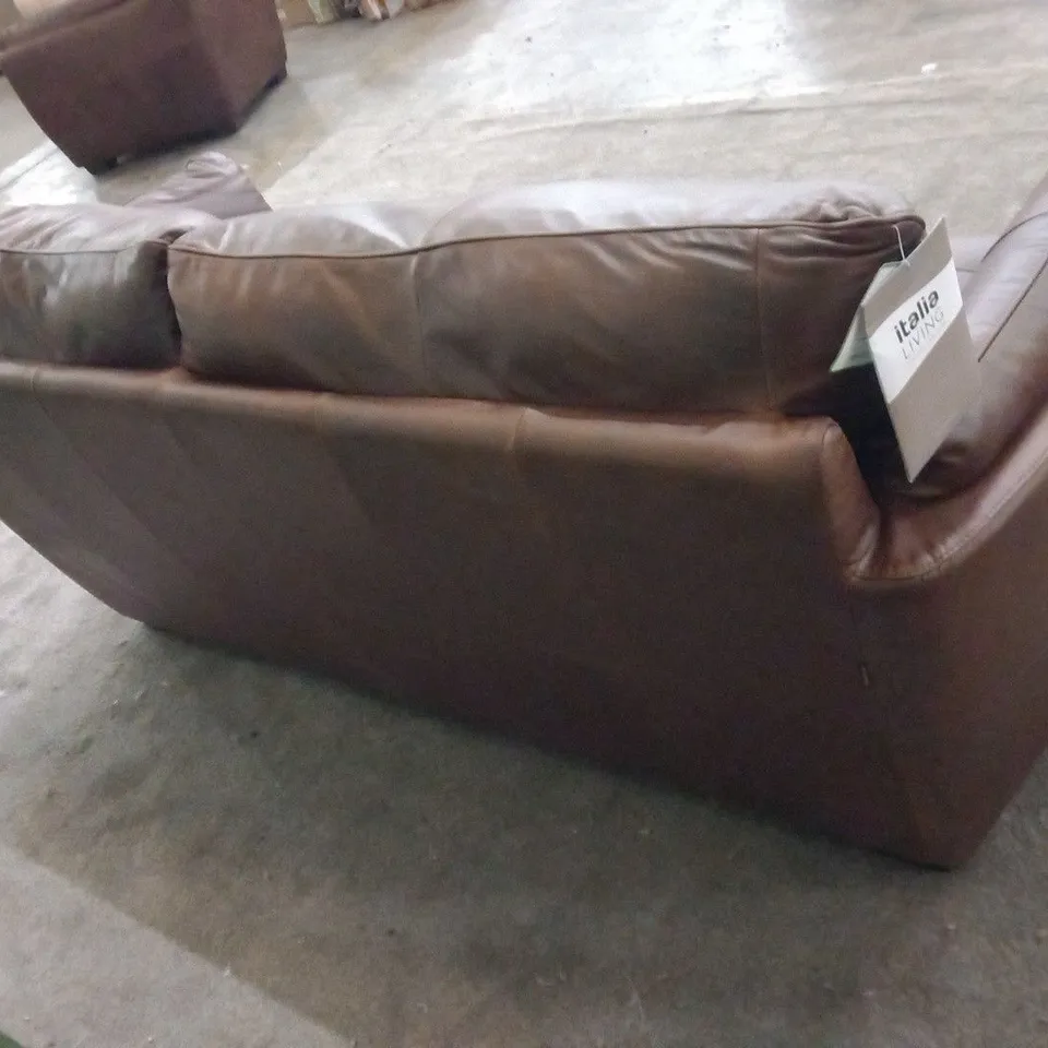 DESIGNER ITALIAN MADE CHIANTI BROWN LEATHER THREE SEATER SOFA