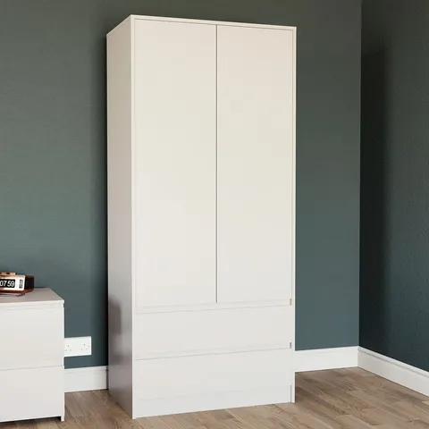 BOXED CUNHA 2 DOOR MDF & PARTICLEBOARD WARDROBE (2 BOXES)