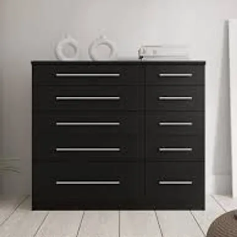 BOXED PRAGUE 5 + 5 GRADUATED CHEST OF DRAWERS - BLACK ASH (2 BOXES)