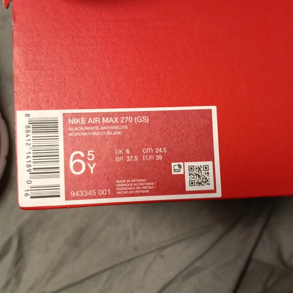 Nike Air Max 270 GS Kids’ Sneakers – UK 6 (6Y), Black/White-Anthracite