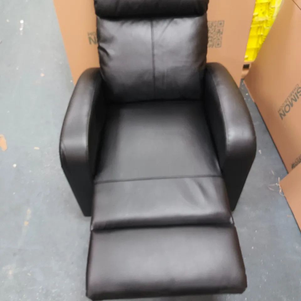 BLACK LEATHER RECLINING RAMSEY ARMCHAIR