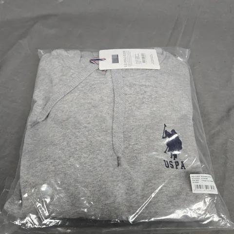 SEALED US POLO ASSN VINTAGE GREY HEATHER HOODIE - UK LARGE