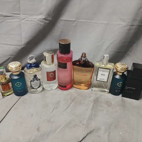 APPROXIMATELY 10 ASSORTED UNBOXED FRAGRANCES TO INCLUDE; NEW NOTES, CHAPTER, PENHALIGONS AND CHALLENGE
