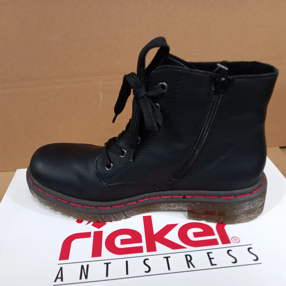 RIEKER LACE UP ANKLE BOOTS BLACK - SIZE 6.5