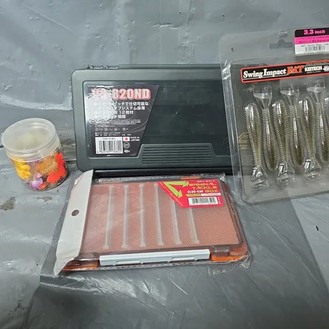 APPROXIMATELY 13 ASSORTED ITEMS TO INCLUDE - SWING IMPACT FAT KEITECH , TERMINAL TACKLE BOX ETC
