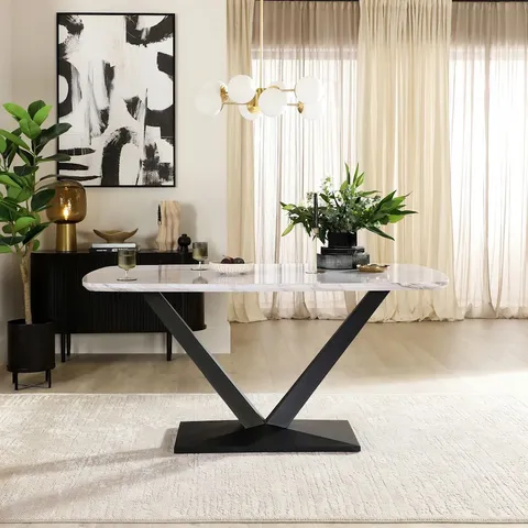 BOXED AVANTA GREY MARBLE EFFECT 160CM DINING TABLE (3 BOXES)