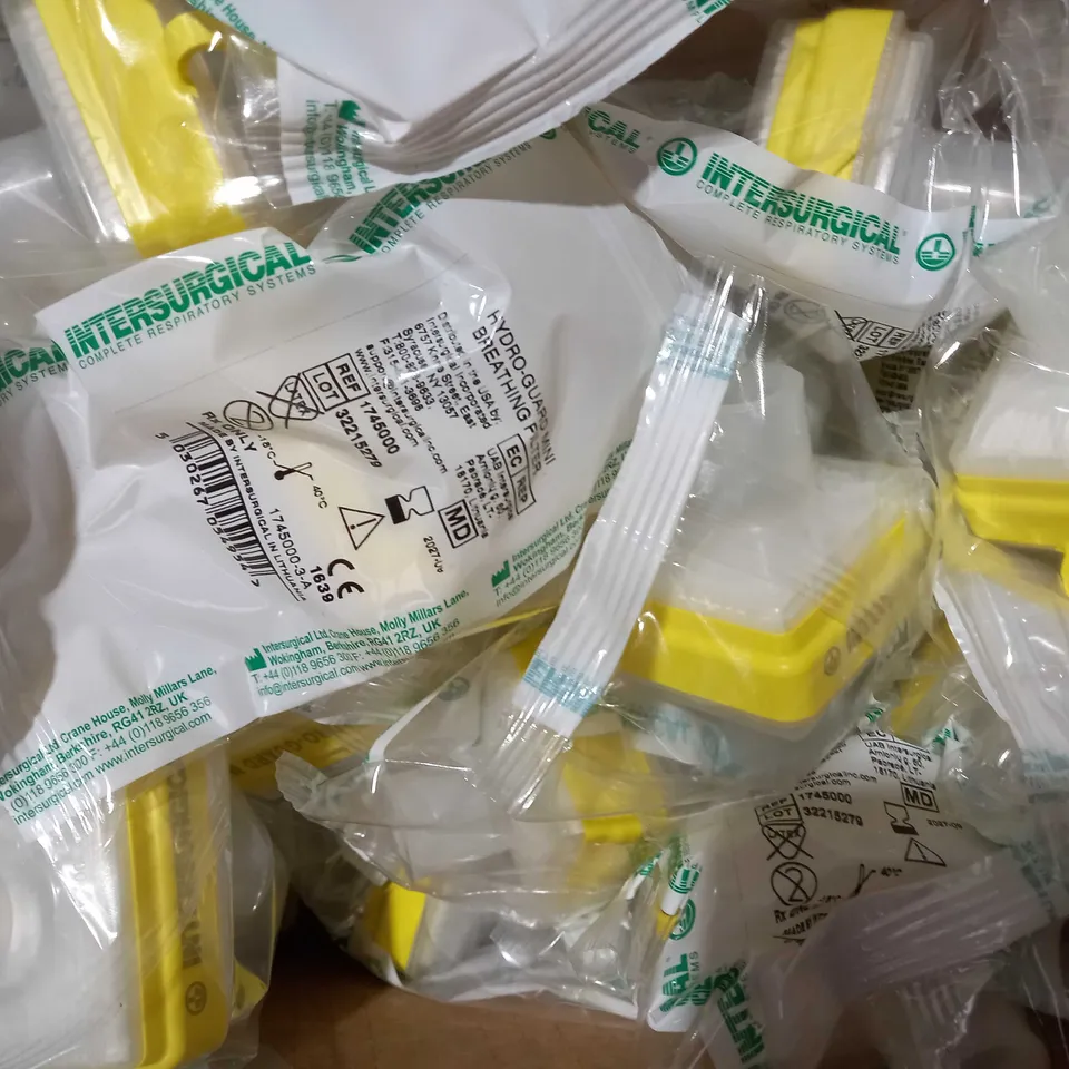 INTERSURGICAL COMPLETE RESPIRATORY SYSTEMS - BOX OF APPROXIMATELY 40 HYDRO GUARD MINI BREATHING FILTERS