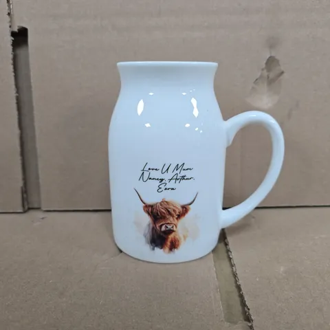 PERSONALISED HIGHLAND COW FLOWER JUG VASE