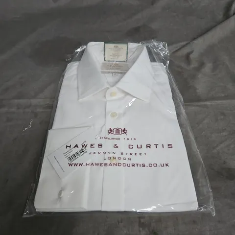 HAWES & CURTIS ST JAMES SLIM FIT SEMI CUTAWAY COLLAR DOUBLE CUFF SHIRT IN WHITE SIZE 16/34