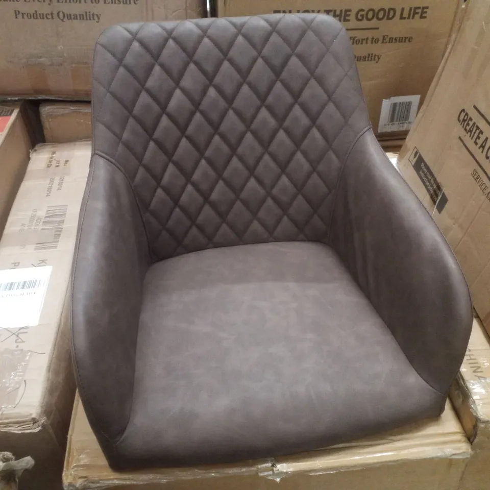 BOXED MOREE SET OF TWO BROWN PU LEATHER DINING CHAIRS
