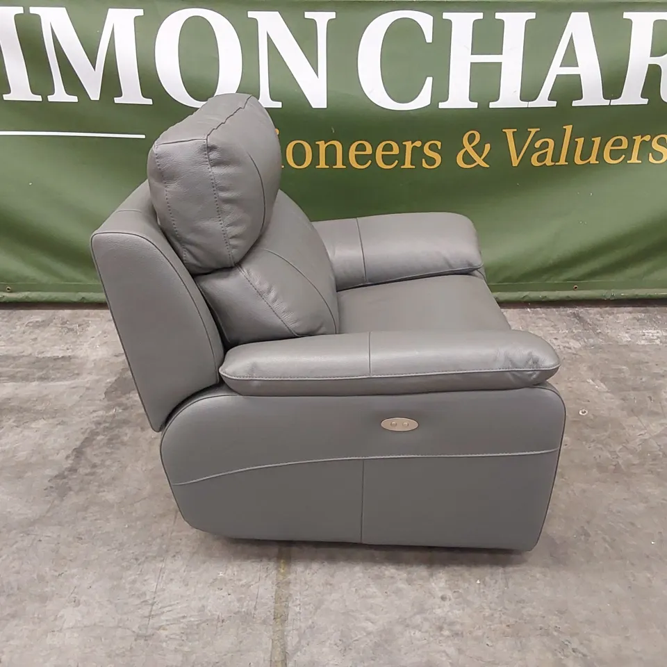 QUALITY DESIGNER ITALIAN MADE PATRIZIO ELECTRIC RECLINER ARMCHAIR IN ANTHRACITE GREY LEATHER 