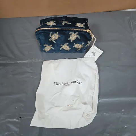ELIZABETH SCARLETT MARINE NAVY VELVET OPEN FLAT MAKEUP BAG