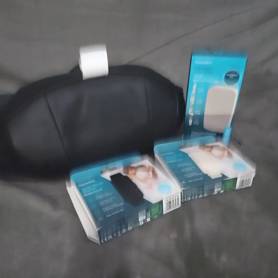 APPROXIMATELY 20 ASSORTED ITEMS TO INCLUDE HOMEDICS UNIVERSAL CONTROLLER, WAKEBAND, SHIATSU PILLOW, ETC
