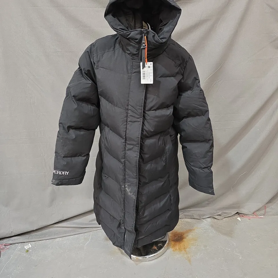 SUPERDRY CITY CHEVRON PADDED LL JACKET – BLACK, UK 16 (US 12, EU 44)