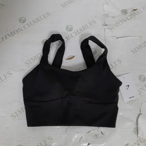 GYMSHARK LONGLINE LIGHT SUPPORT SPORTS BRA IN BLACK SIZE XS