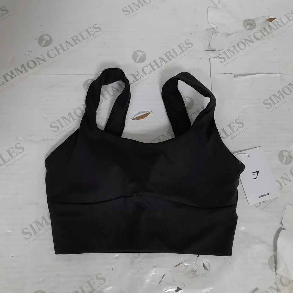 GYMSHARK LONGLINE LIGHT SUPPORT SPORTS BRA IN BLACK SIZE XS